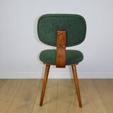 Vintage chair with green boucle backrest like Skoczek - set of 2 chairs