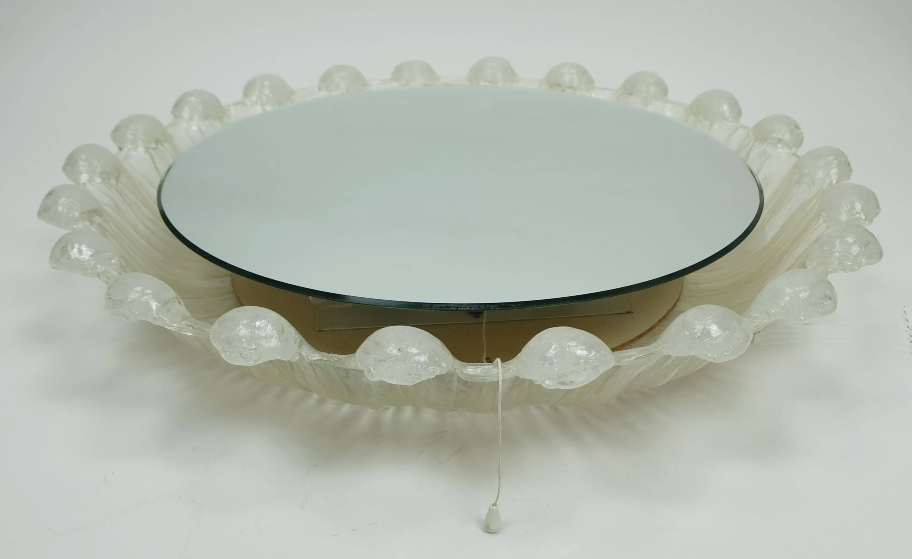 back lit wall MIRROR by schöninger acrylic frame ice glass decor 1960s 1970