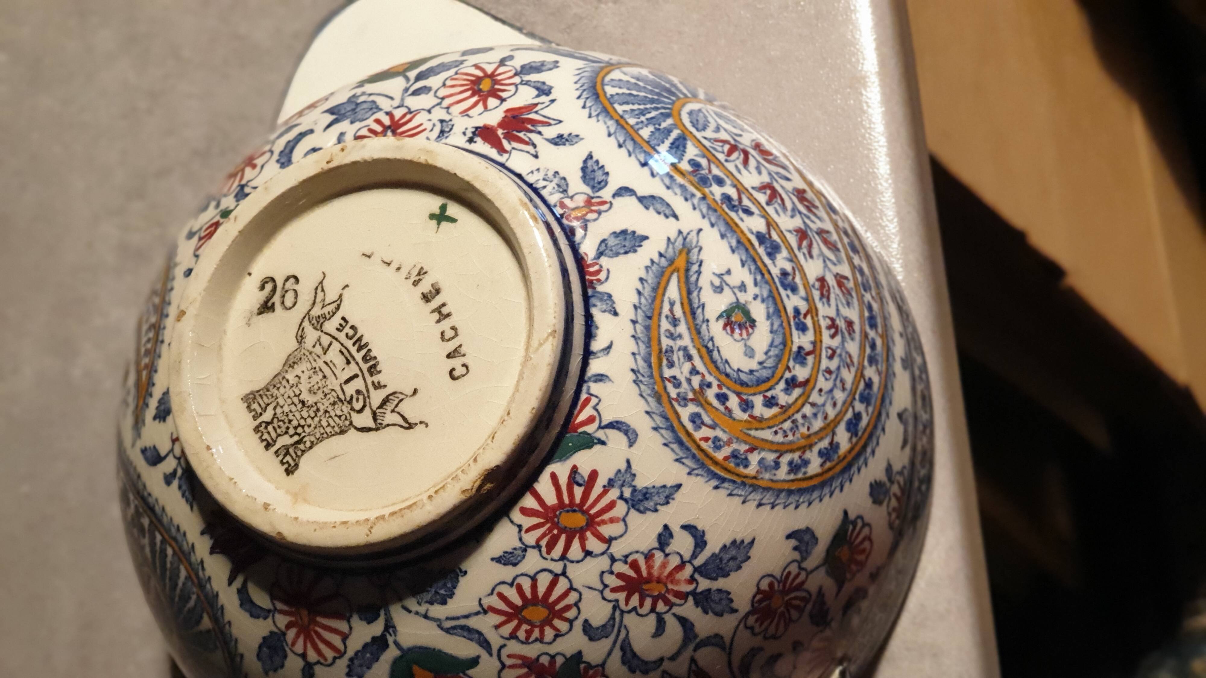 Bowl earthenware of gien cashmere decoration