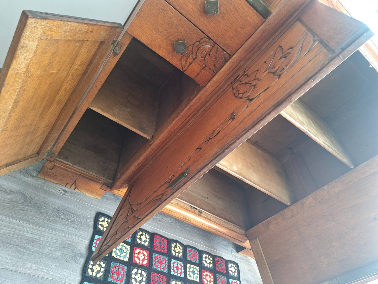 Art Deco sideboard with marble tops, antique dresser, display cabinet