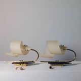 Pair of vintage wall lamps from the 1950s in brass.