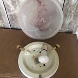 Old Glass Wall Lamp + Vintage Metal Support #A711