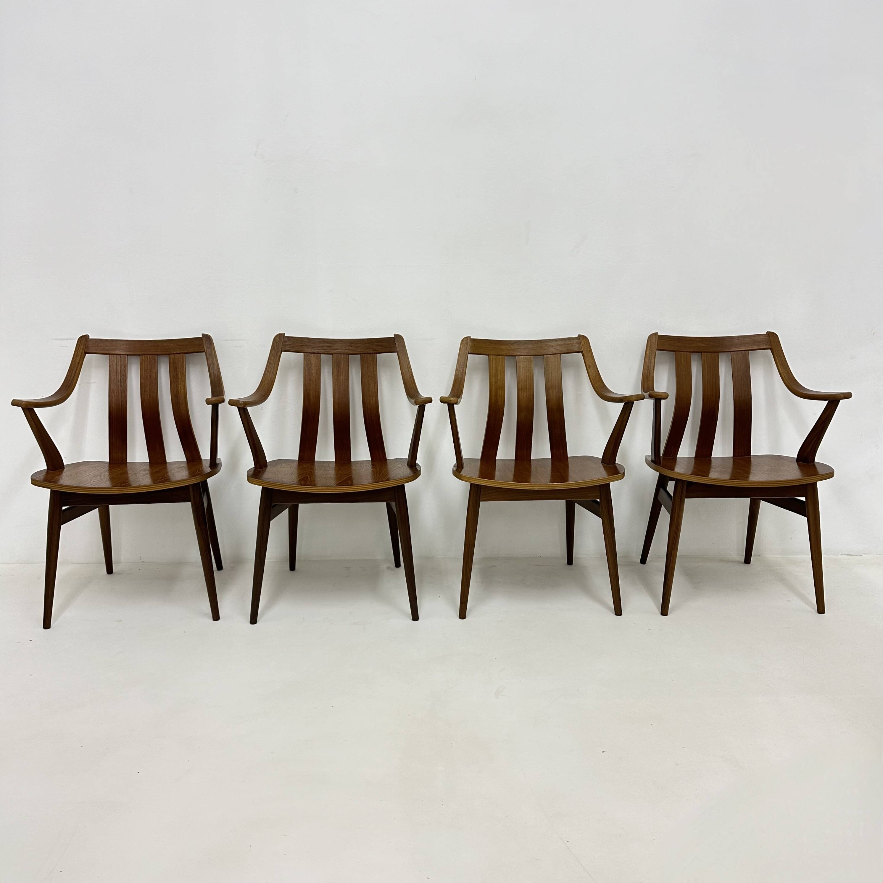 Set of 4 Plywood dining chairs , 1960s
