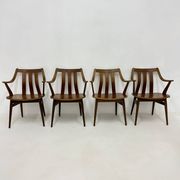 Lot de 4 chaises de salle à manger en contreplaqué, années 1960