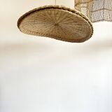 Rattan suspension or shade in the shape of a braided undulating circular tray d:80