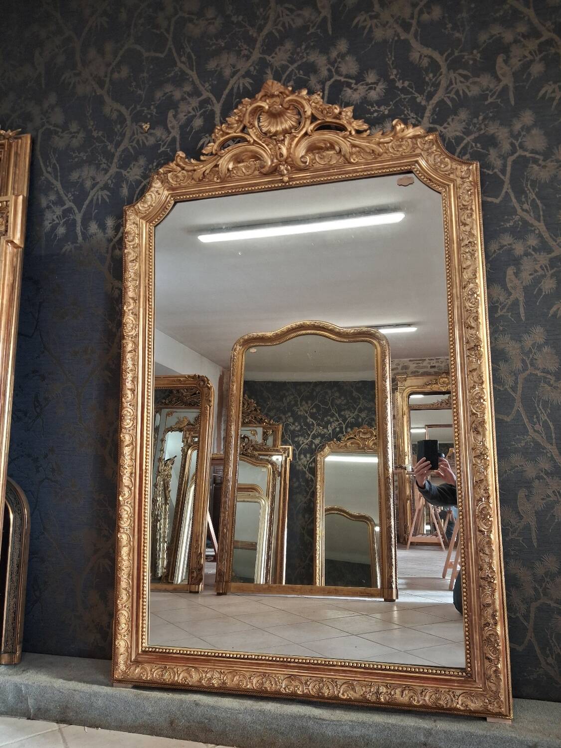 19th century mirror inspired by Louis XV style, 181 x 115