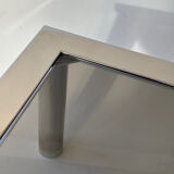 Chrome metal and smoked glass coffee table, 1970.