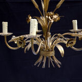 Vintage gold metal chandelier 70