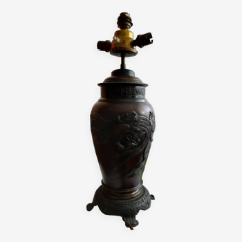 Beautiful old carved wooden lamp base