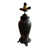 Beautiful old carved wooden lamp base