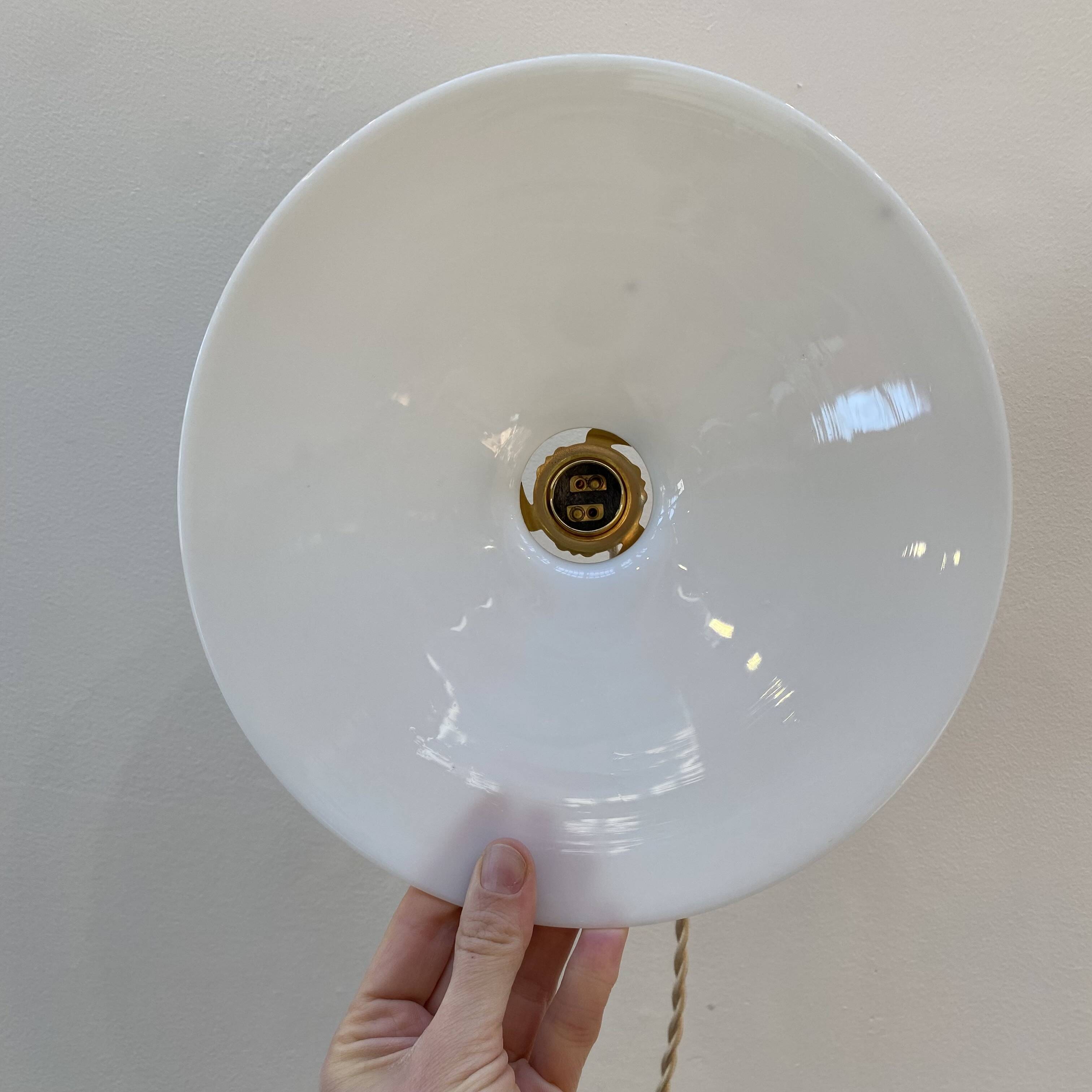 Pair of vintage white opaline pendant lights
