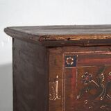 Ancien coffre peint avec détails floraux (Année 1870) #32