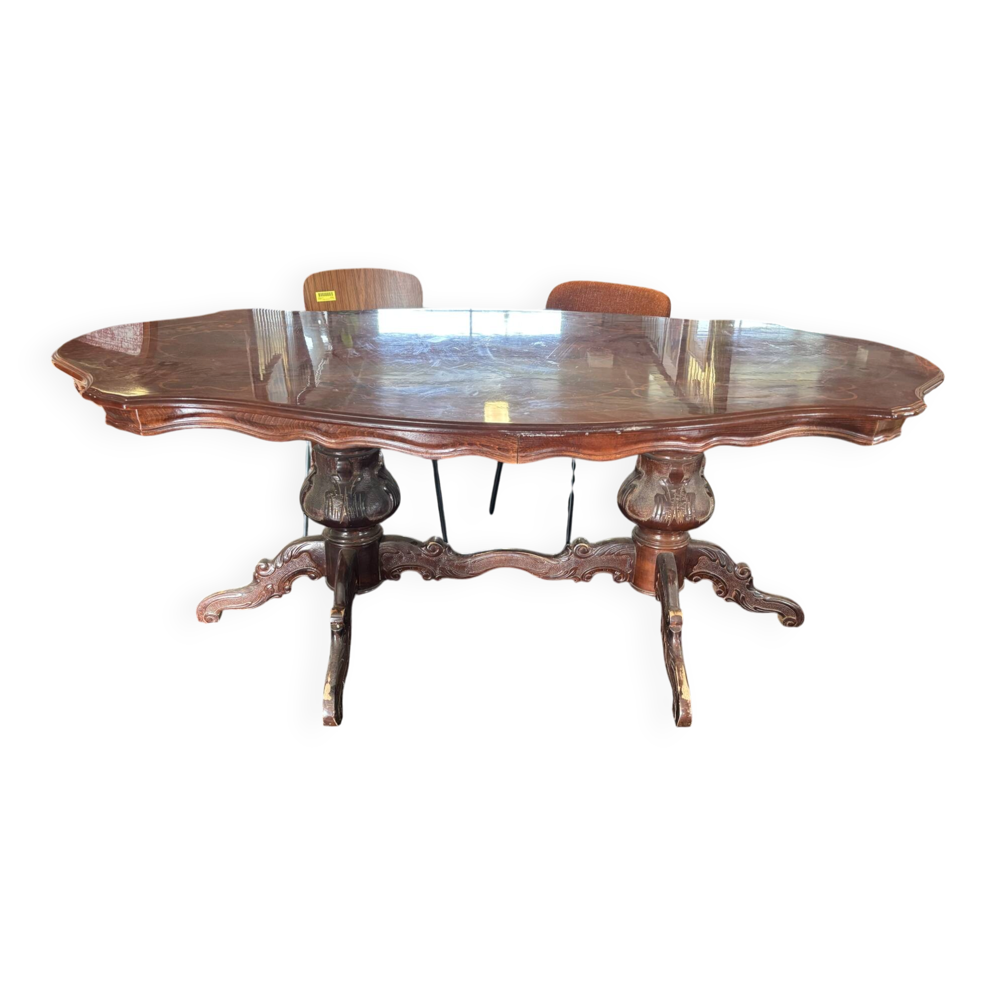 Oval table with marquetry top