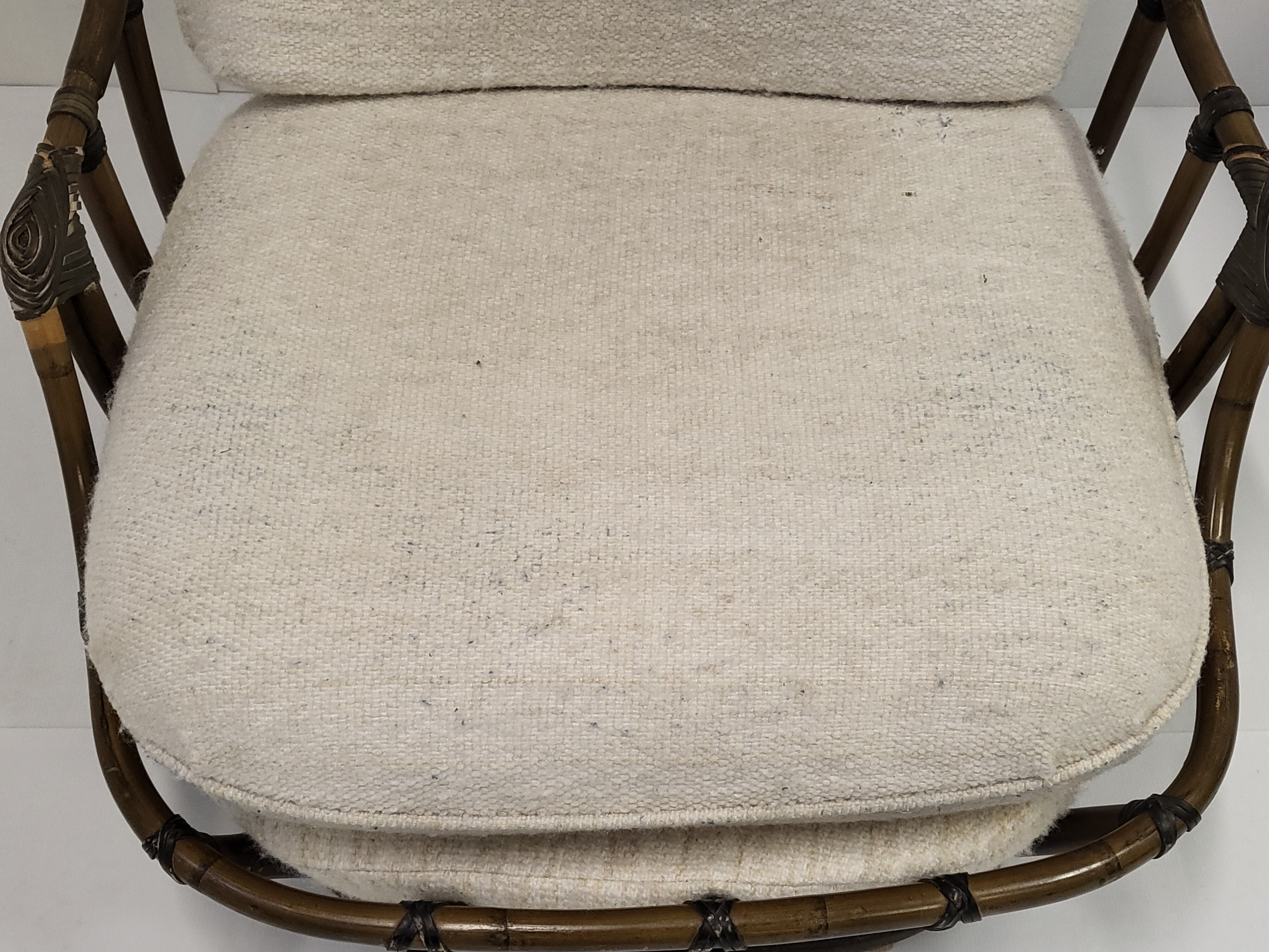 Fauteuil en rotin & laine vintage