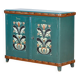 Original antique Swedish cabinet with blue-green folk style painting, dated 1906