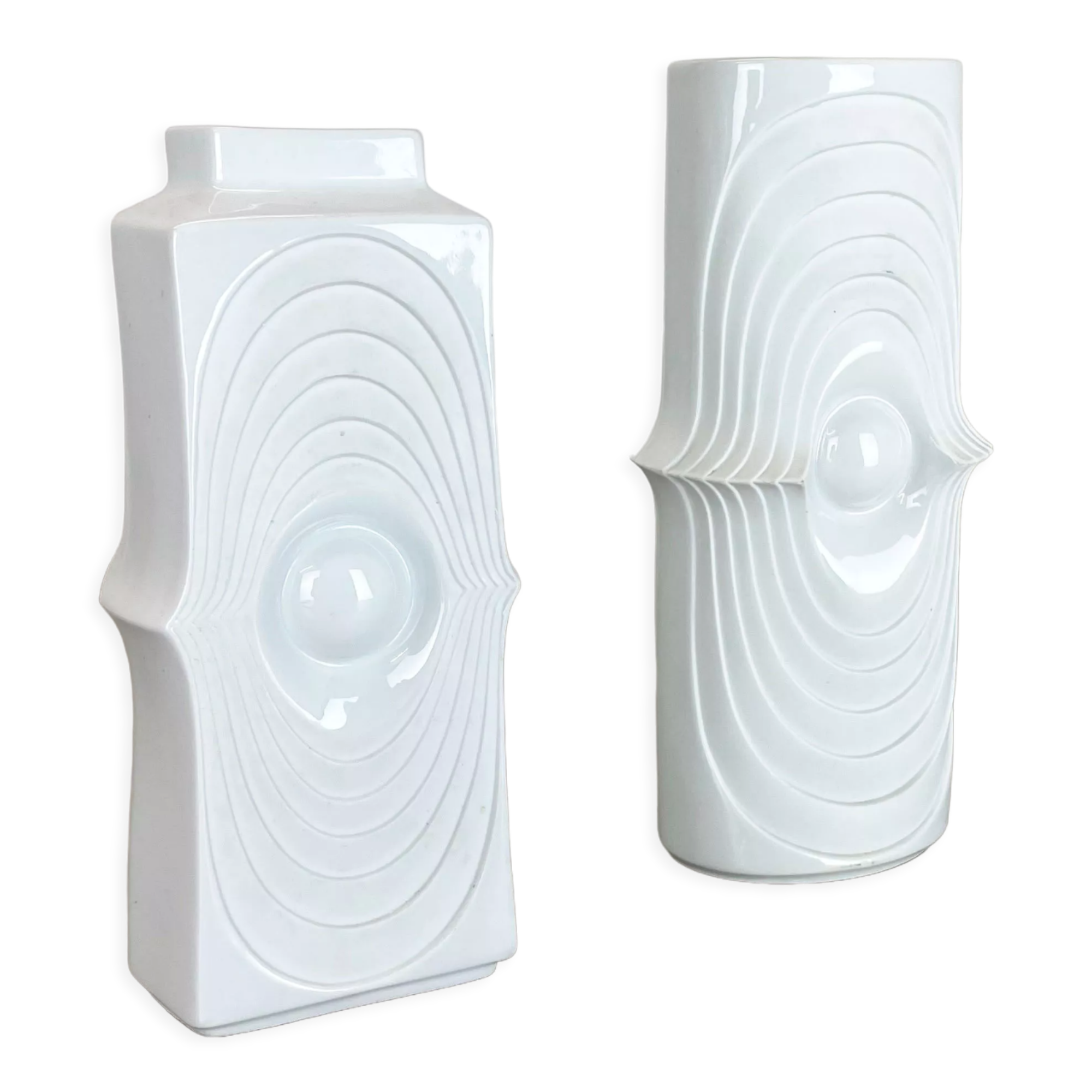 Set of 2 original porcelain op art vase made by Royal Bavaria Kpm Germany, 1970s