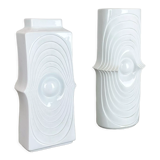 Set of 2 original porcelain op art vase made by Royal Bavaria Kpm Germany, 1970s