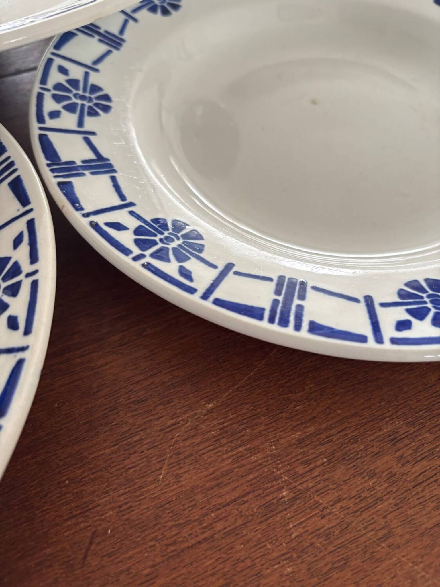 Set of 5 old earthenware plates Céranord St Amand - Made in France