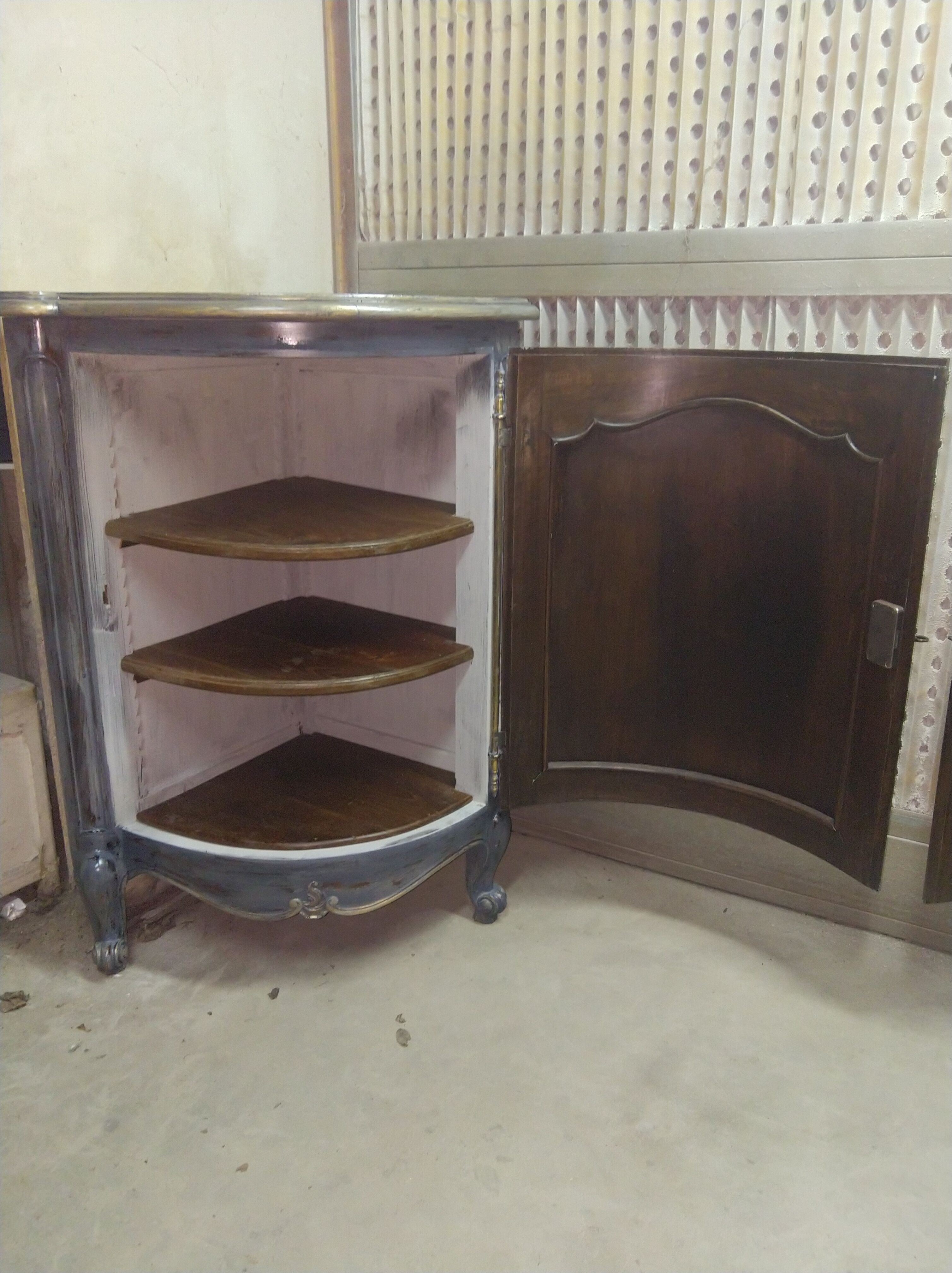 Pair of solid walnut notches painted and patinated around 1950