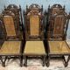 Series of 6 renaissance oak style chairs circa 1850