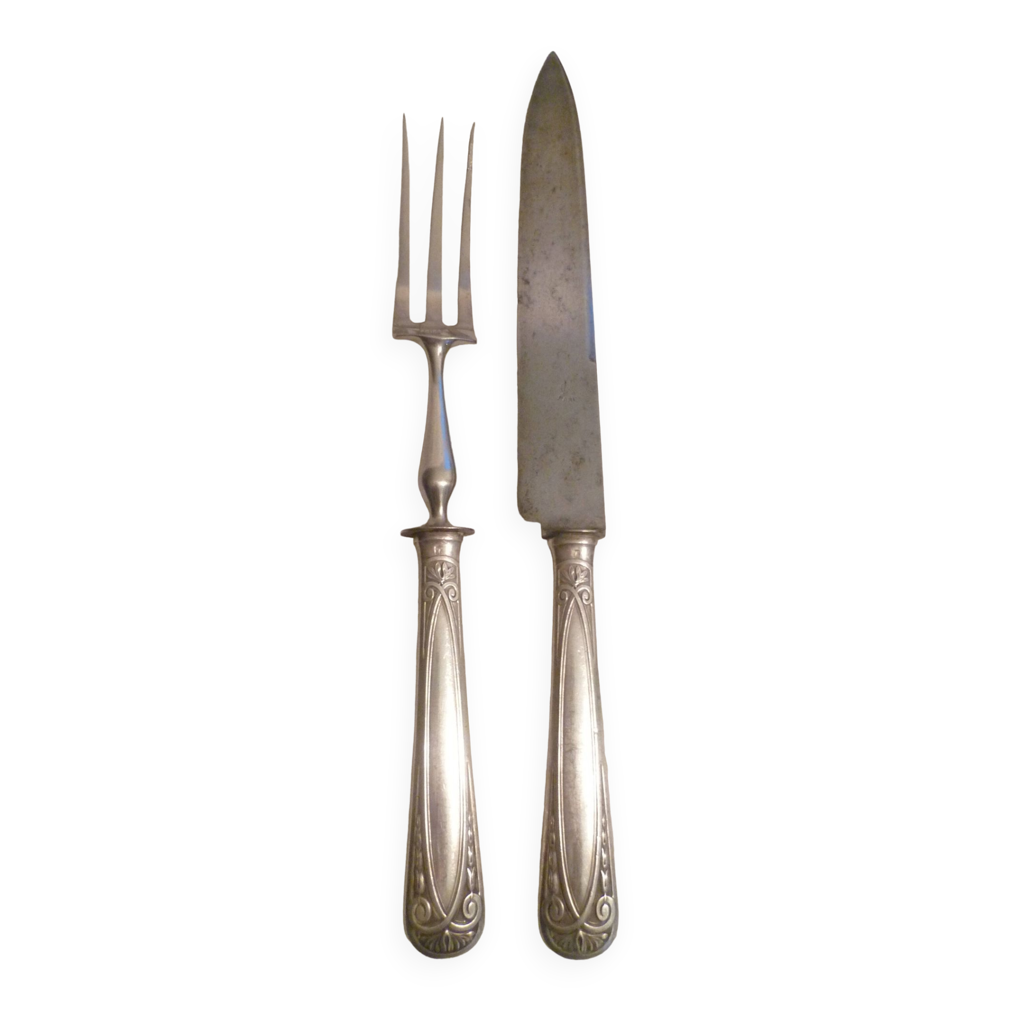 Cutlery for cutting meat in silver plated art nouveau style jugenstyl
