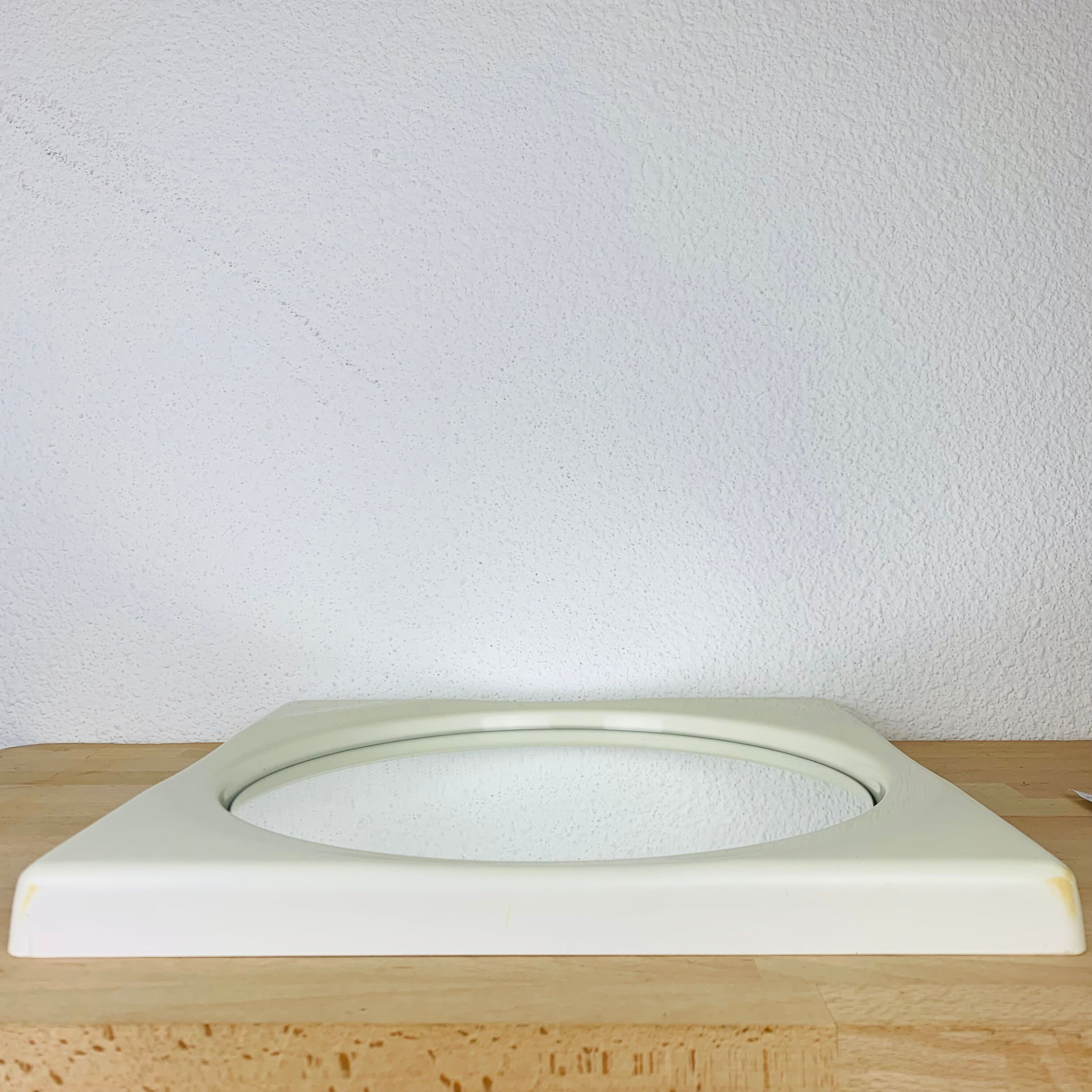 Mirror space age square plastic white 44 x 44 cm