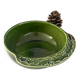 Christmas serving bowl, French BCI holly ceramic bowl, green glazed
