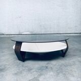 Mid-Century Modern Dutch Wenge & Smoke Glass Coffee Table, Netherlands, 1960s