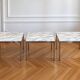 3 tables Florence Knoll – marbre blanc type Calacatta & acier chromé