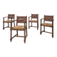 4 neo-Basque turned wood armchairs