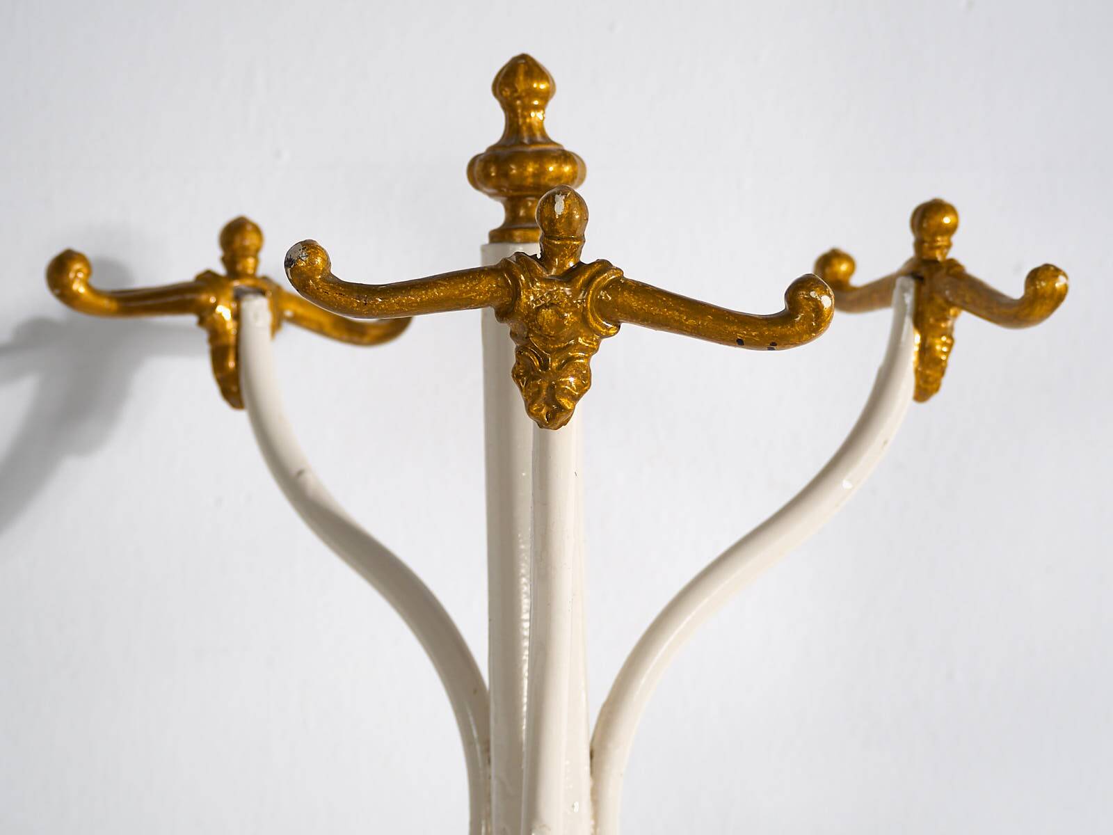 Antique white and gold floor coat rack (circa 1920)