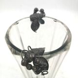 Crystal vase with 800 silver grape applications - 1970s, Italian production