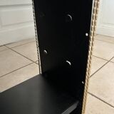 Double gold metal string shelves and black trays, vintage, 60s