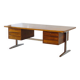 XL Mid century executive writing desk in rosewood & metal, 1960s