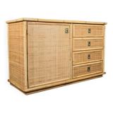 Bamboo and rattan chest of drawers or sideboard by Dal Vera, Italy, 1979