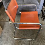 Cantilever dining room armchair, in cognac leather, vintage