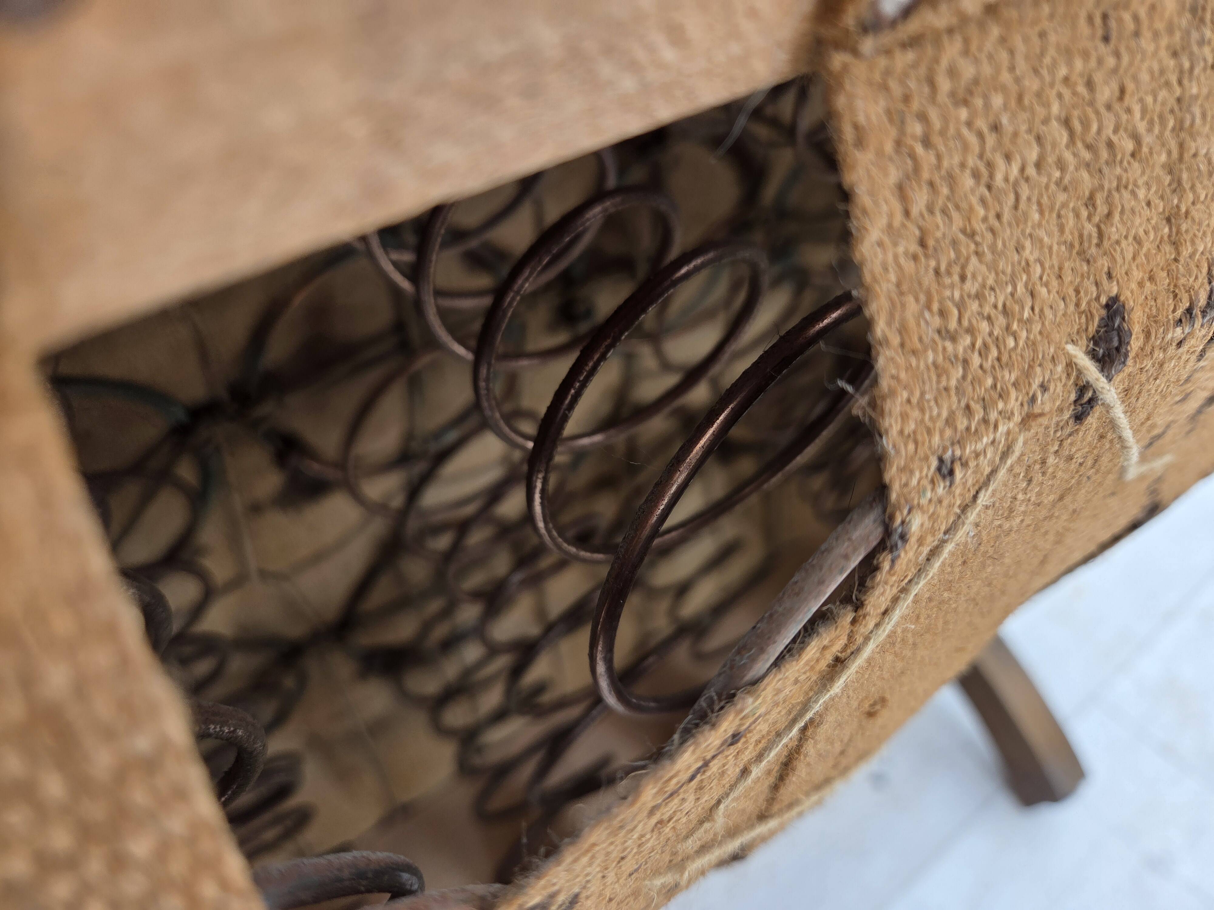 1950s, Danish armchair, original green/beige furniture wool, oak wood.