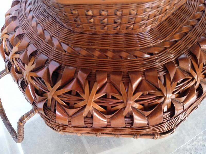 Cup / basket ikebana japan bamboo braided XXth