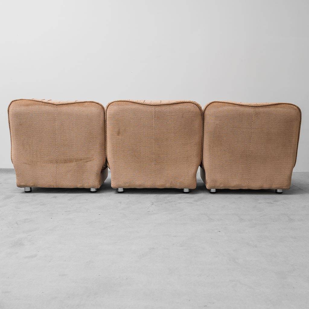 Ensemble de 3 poltrone modulari en tessuto beige anni '70 vintage modernariato