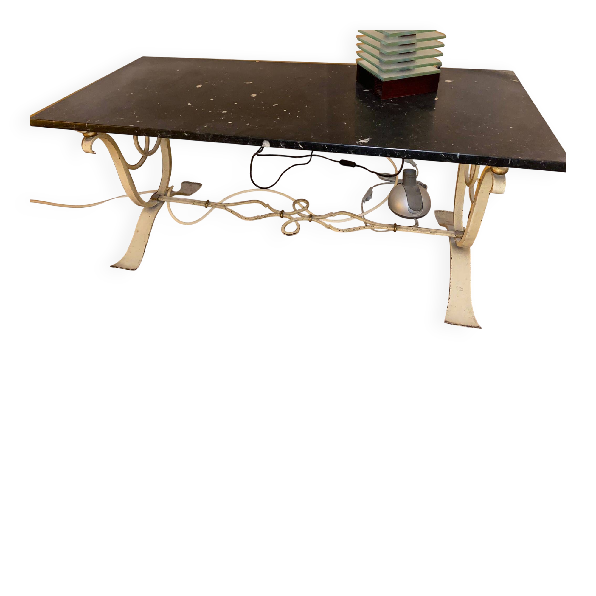 Marble & wrought iron coffee table, 1940