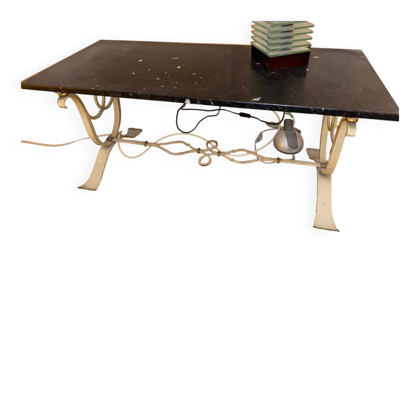 Table basse marbre & fer forgé 1940