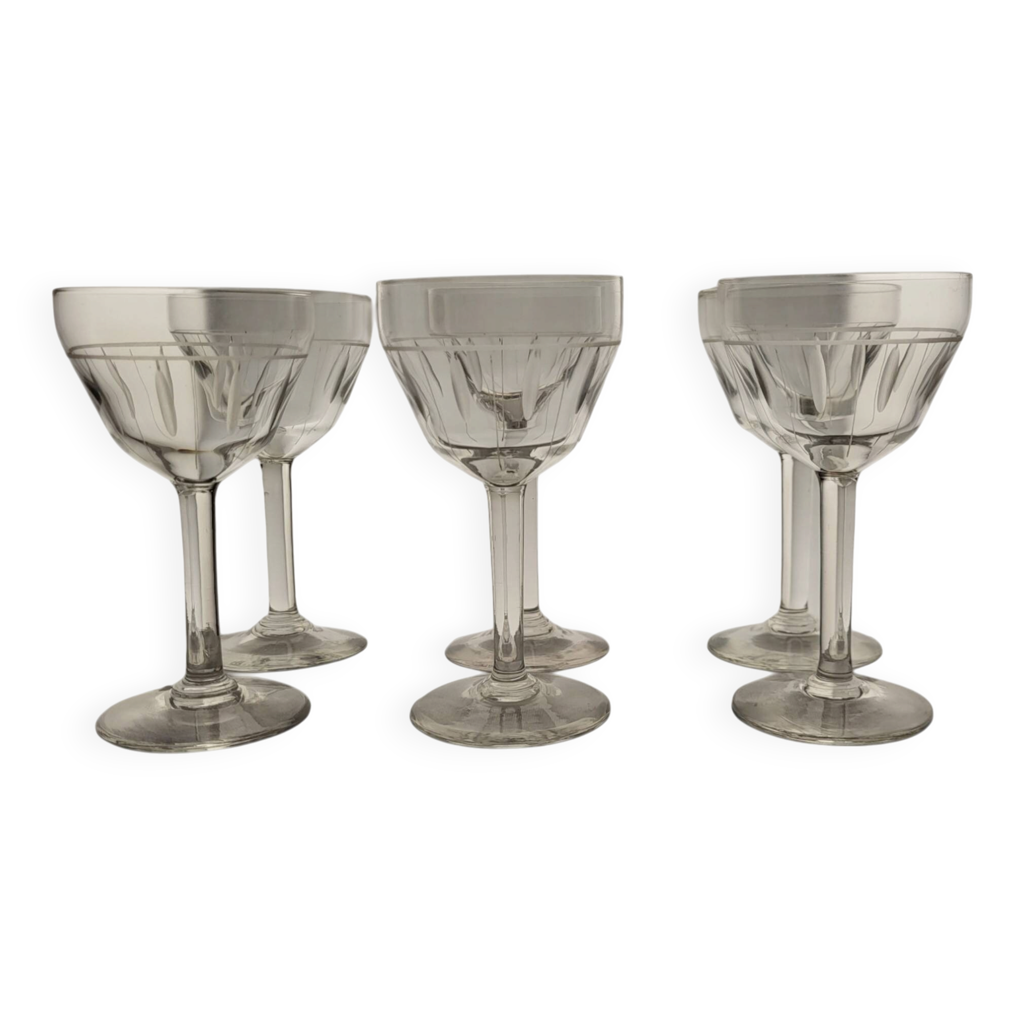 6 Art Deco red wine glasses