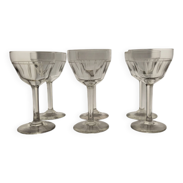 6 Art Deco red wine glasses