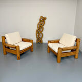 Twisted solid wood sculpture, vintage 1970s design.