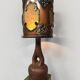 French vintage copper fractal resin table lamp Accolay 'Brutalist'