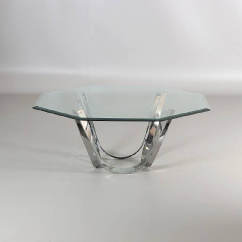 Glass and chrome coffee table by Roger Spunger for Dunbar 1960 US