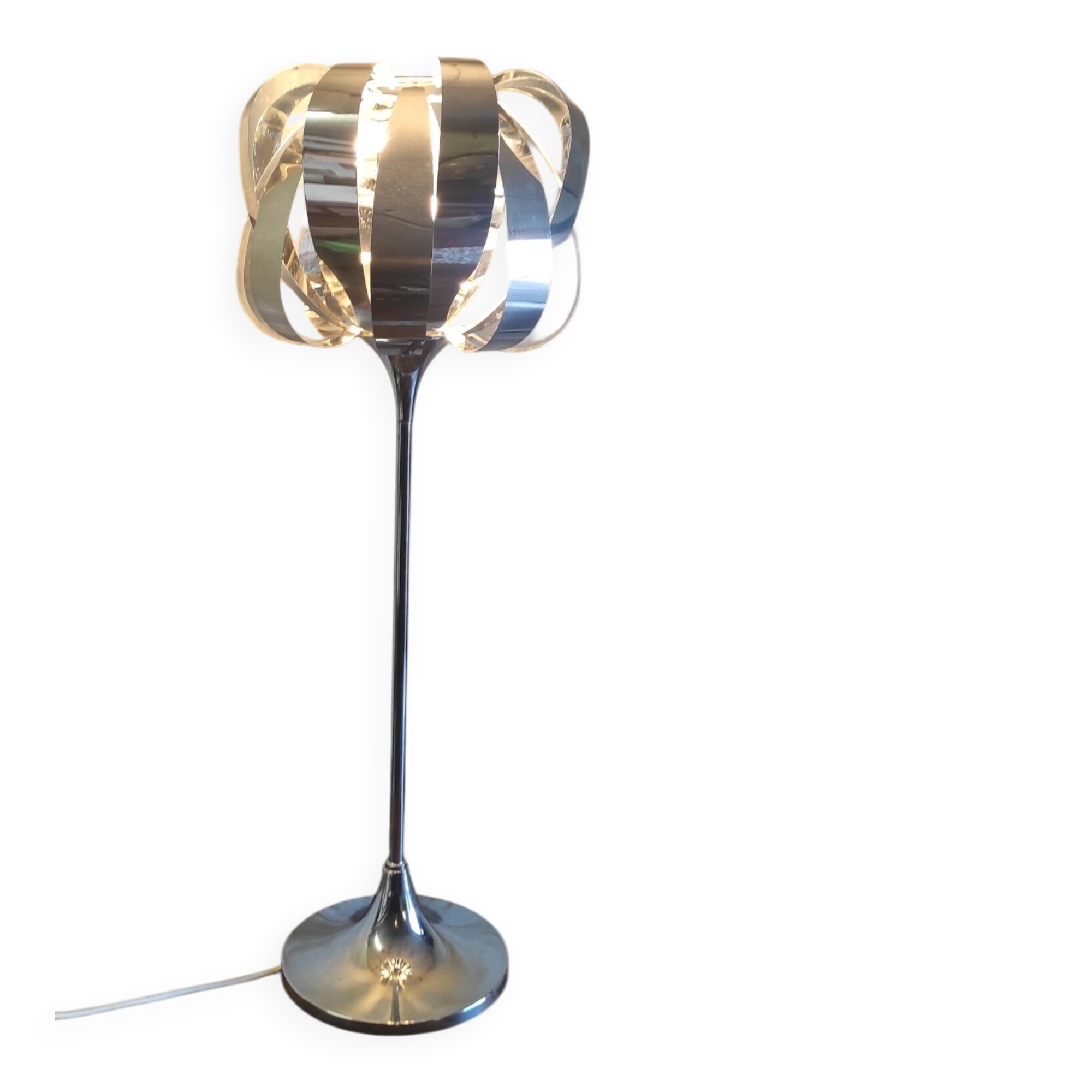 Lampe à poser XL en métal chromé par Seylumiere - années 70/80