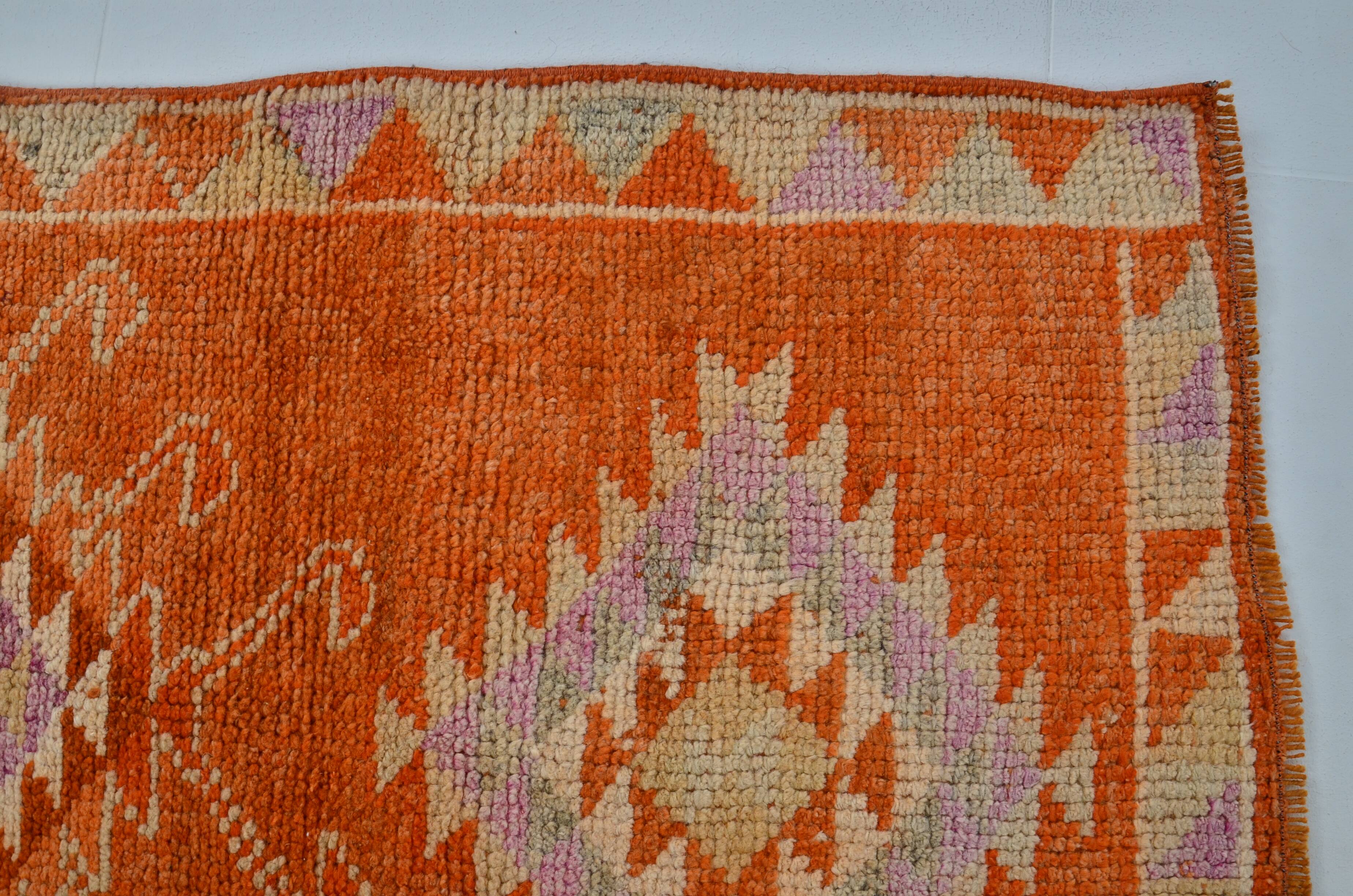 Unique Motif Vintage Wool Runner Rug sku 2120
