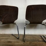 Series of 5 retro vintage stackable chairs flototto pagholz by adam stegner 1960 1970