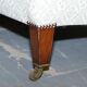 Howard & Sons canapé with feather cushions and ticking fabric, Victorian style.